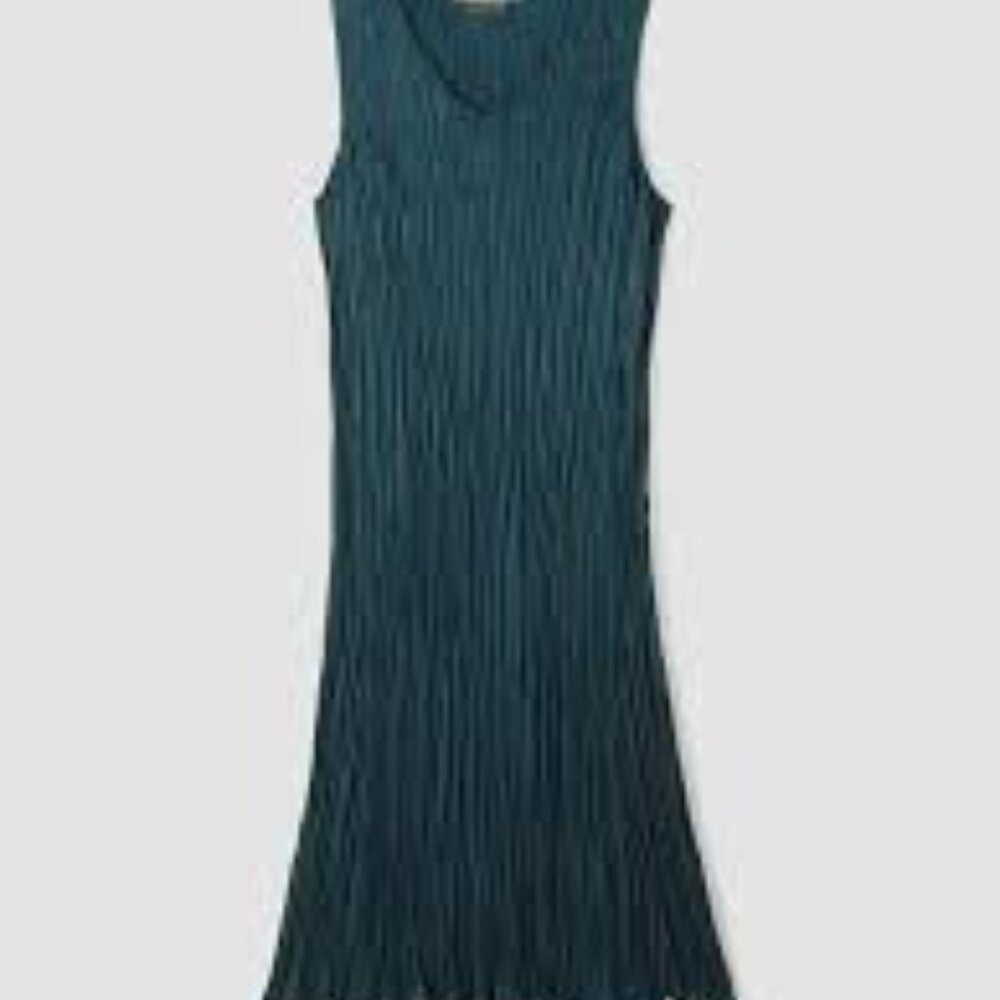 NWT EILEEN FISHER ALPINE CRUSHED CUPRO V-NECK K/L TIERED DRESS - Picture 2 of 6